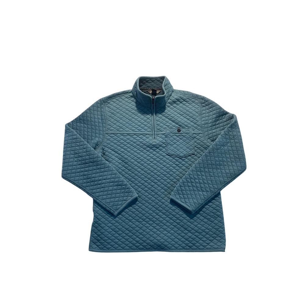 Teal Blue Diamond Quilted Quarter Zip Pullover Sweatshirt Size S by Eddie Bauer